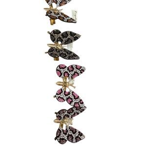 Fashion design logo Butterfly Bling Hair Clips Set of 4 moving wings gift rare